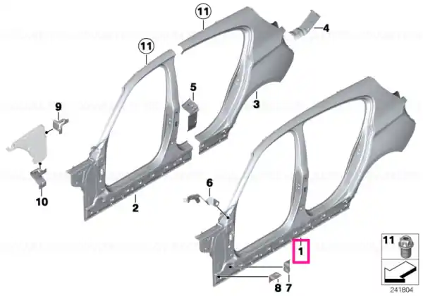 Reducere specială Side frame, exterior, right - BMW