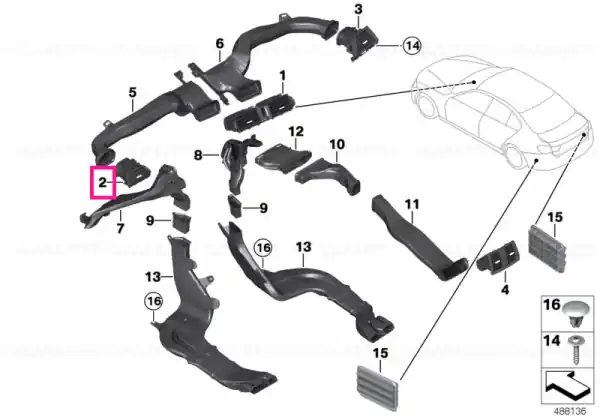 Fresh air grille, left - BMW Discount