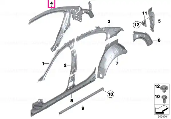 C-pillar reinforcement, right - BMW Chilipir