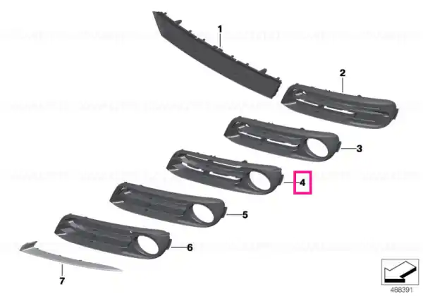 Grille, air inlet, open, left LINES - BMW Ofertă limitată