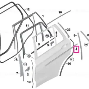 Window well strip, outer, door, rear rgt CHROM - BMW Chilipir