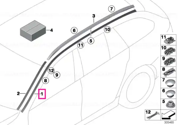 Roof moulding prime-coated left - BMW Super ofertă