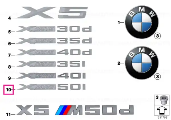 Transport gratuit Lettering X DRIVE 50I - BMW