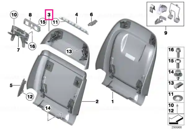 Reducere Rear panel, Comfort seat, leather, upper NAD5 SAT.BRAUN - BMW