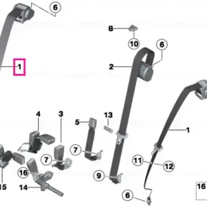 Upper strap, rear outer SCHWARZ - BMW Premium