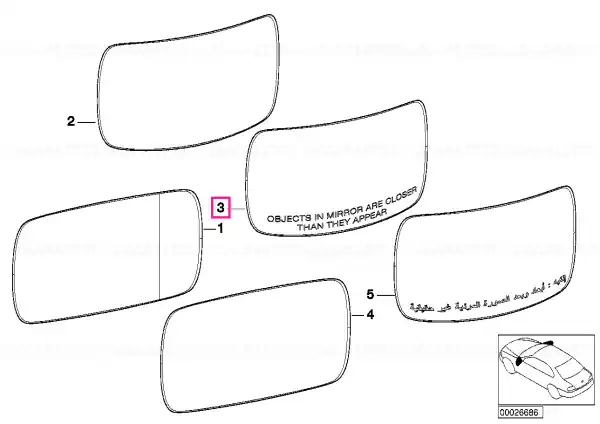 Mirror glass, heated, convex, right - BMW Livrare rapidă