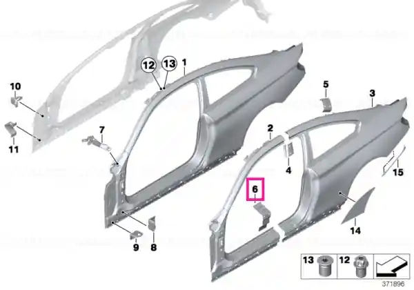 Reinforcement plate, sill, left - BMW Plată sigură