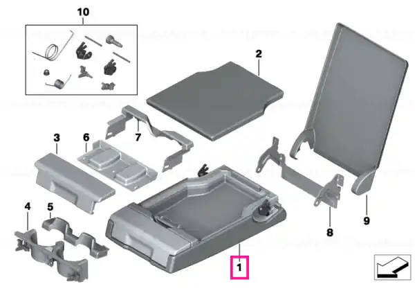Armrest lower cloth AWAT ANTHRAZIT - BMW Transport gratuit