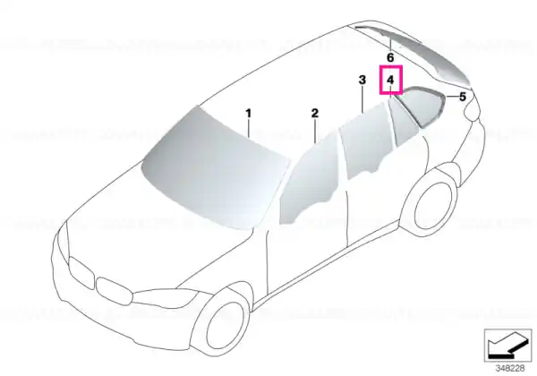 Fixed door window, green, left - BMW Reducere specială