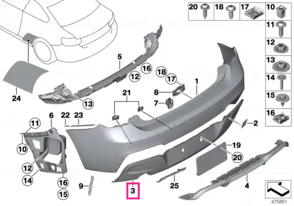 Comandă acum Insert bara spate -M- - BMW