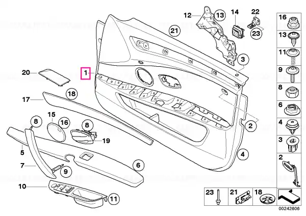 Door lining leather front right GRAU - BMW Preț mic
