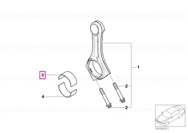 Bearing shell, red 54,00MM(0) - BMW Reducere