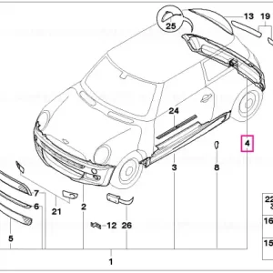 Primed rear apron - BMW - Mini Ofertă de sezon