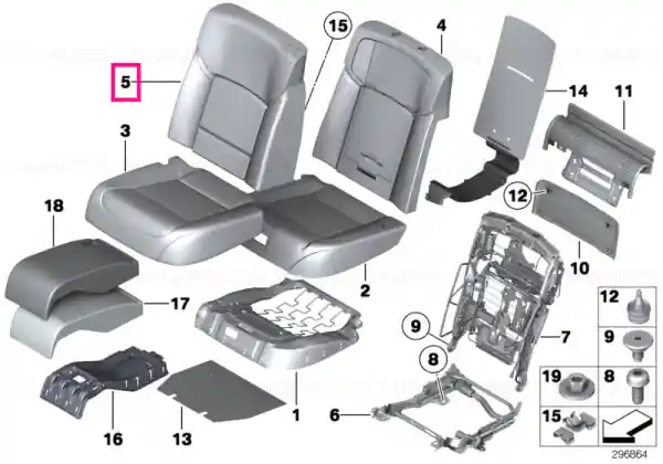Preț redus Capac tetiera Comfort piele perf. stanga NASW SCHWARZ - BMW