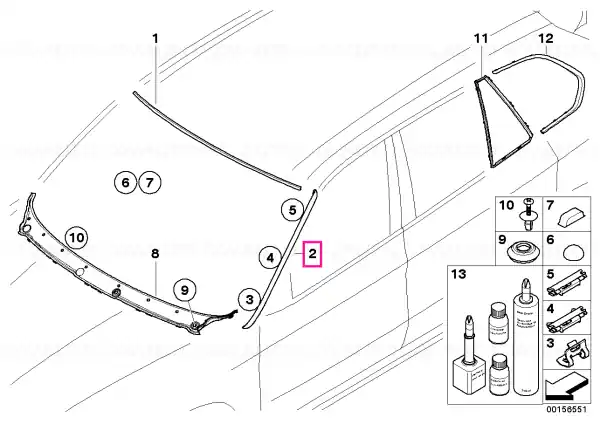 Painted drip moulding, right CODE - UNI/MET. - BMW Bestseller