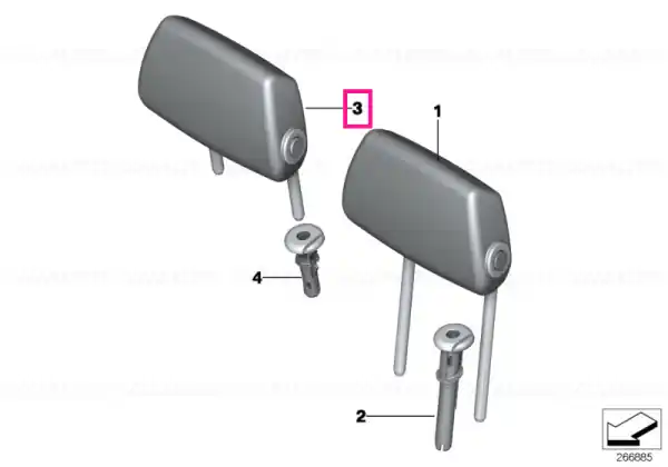 Premium Headrest, fabric, center ANTHRAZIT - BMW