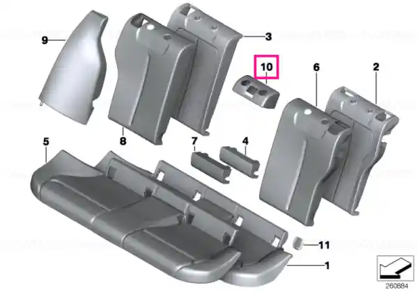 Disponibil imediat Husă tapiterie spătar fabric ANTHRAZIT - BMW