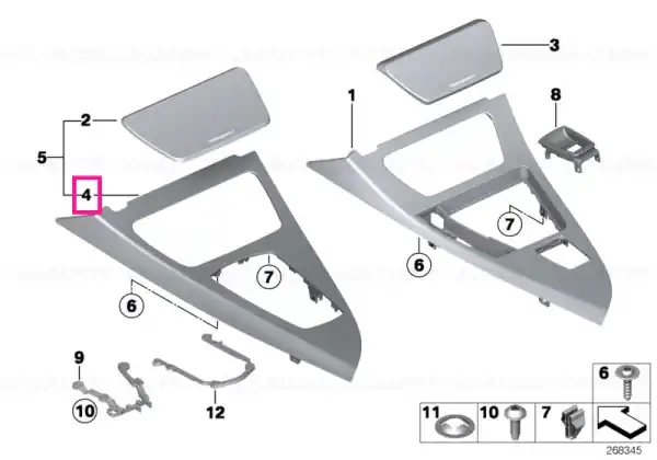 Ornament consola centrala aluminiu - BMW Noutate