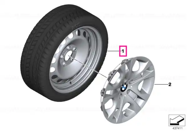 Calitate înaltă Roată completă de iarnă - Steel wheel 12 cu anvelopa Pirelli W210 Sottozero S2 - 225/50R17 94H - BMW X1 E84