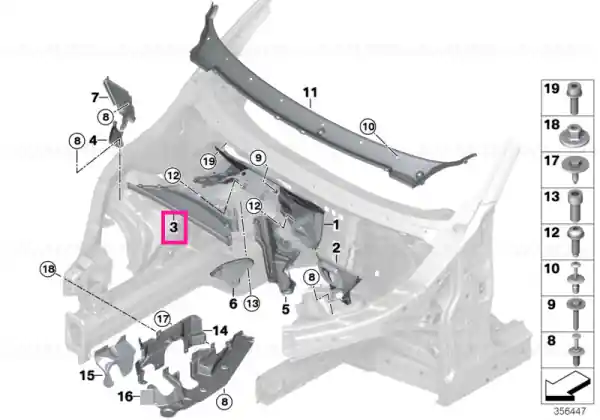 Disponibil imediat Partition, compartment, center top - BMW