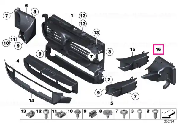 Plată securizată Air duct, exterior radiator, left - BMW