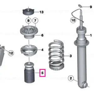 Auxiliary damper w.protective tube rear - BMW Reducere specială