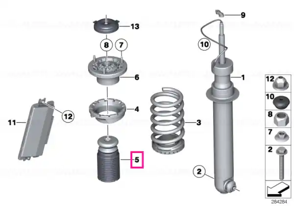 Auxiliary damper w.protective tube rear - BMW Reducere specială