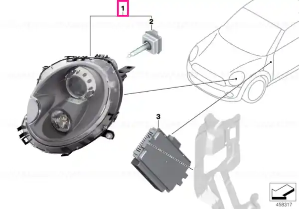 Headlight xenon 25 W black, right SCHWARZ/BLACK - BMW - Mini Retur gratuit