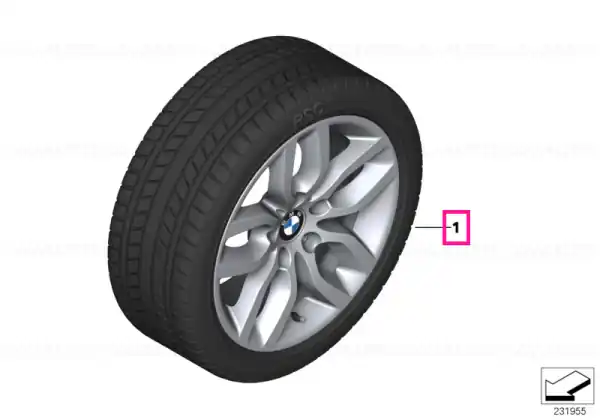 Wheel w/tyre,winter,light alloy RDC LC 225/60R17 99H - BMW Preț mic
