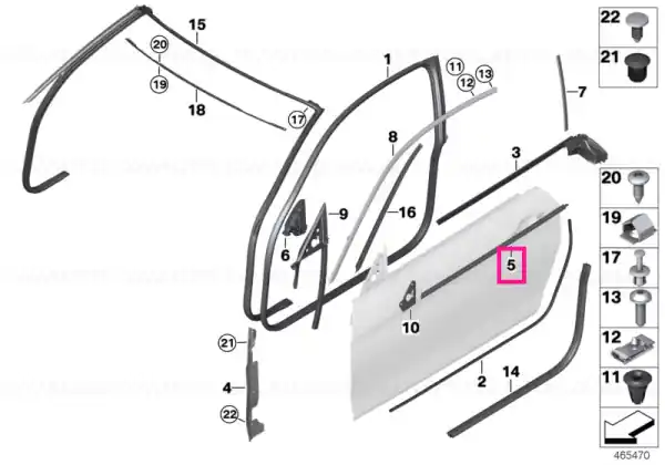 Outer weatherstrip, right ALU SATINIERT - BMW Comandă acum