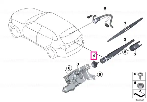 Grommet f rear window wiper motor - BMW Calitate înaltă