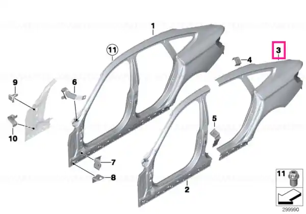 Transport gratuit Left rear side panel - BMW
