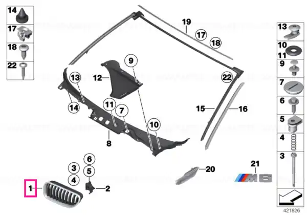 Expediere rapidă Grille, front, left M - BMW