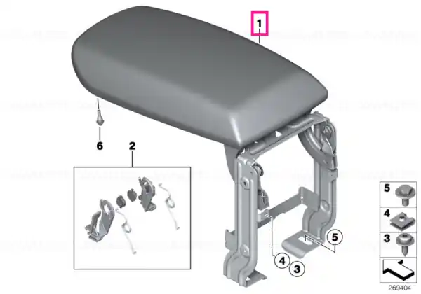 Armrest, leather, front middle SCHWARZ - BMW Reducere de preț