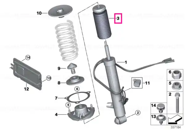 Auxiliary damper w.protective tube rear - BMW Expediere rapidă
