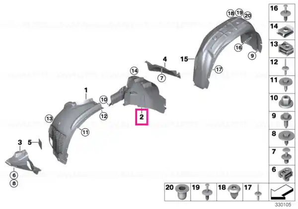 Disponibil imediat Husă arc roată spate secțiune față stânga - BMW