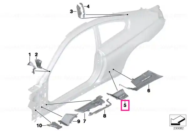 Ultima șansă Shaped part, B-pillar, bottom left - BMW