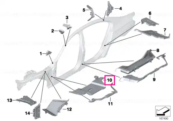 Popular Moulded part f column A, interior left - BMW