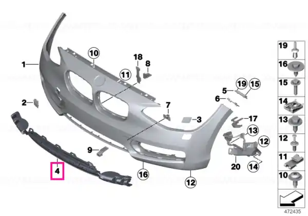 Grille, air inlet, middle - BMW Premium