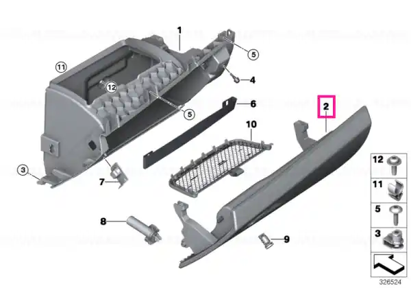 Glove box lid CANBERRABEIGE - BMW Ieftin