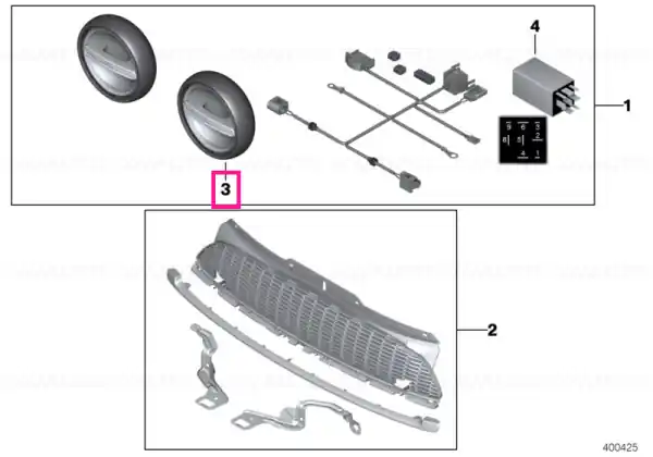 Doar azi LED auxiliary headlight SCHWARZ / BLACK - BMW - Mini