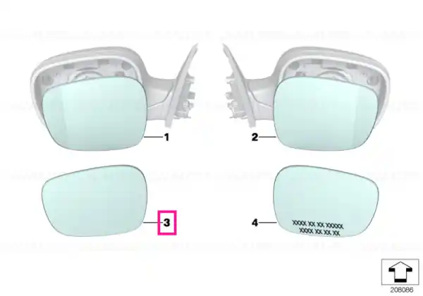 Mirror glass, plane, left - BMW Discount