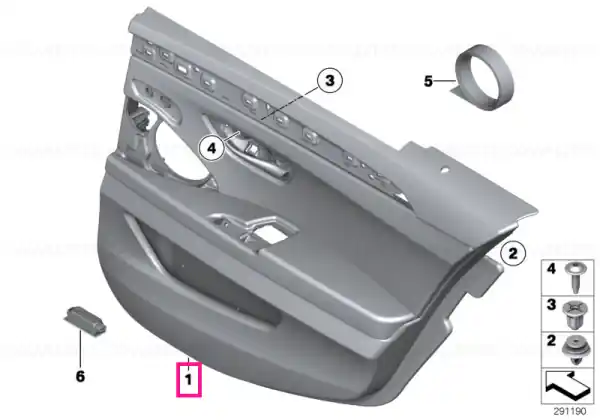 Door lining leather rear left OYSTER - BMW Retur gratuit