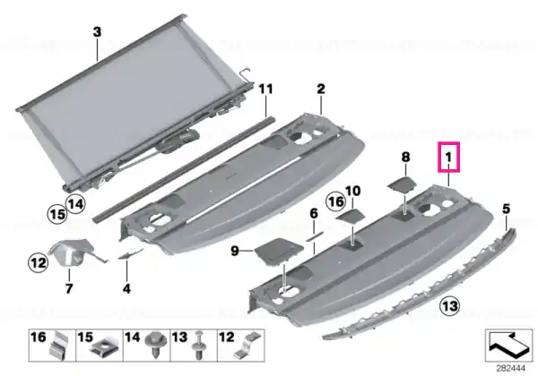 Retur ușor Rear window shelf ANTHRAZIT - BMW