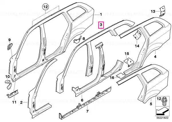 Right roof frame - BMW Reduceri