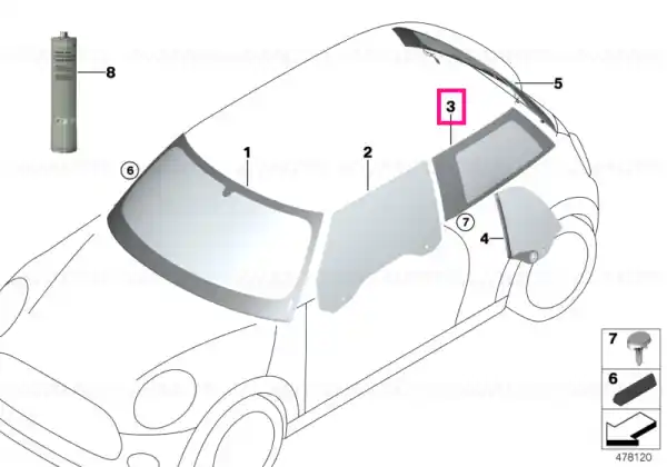 Side window, rear left - BMW - Mini Promoție