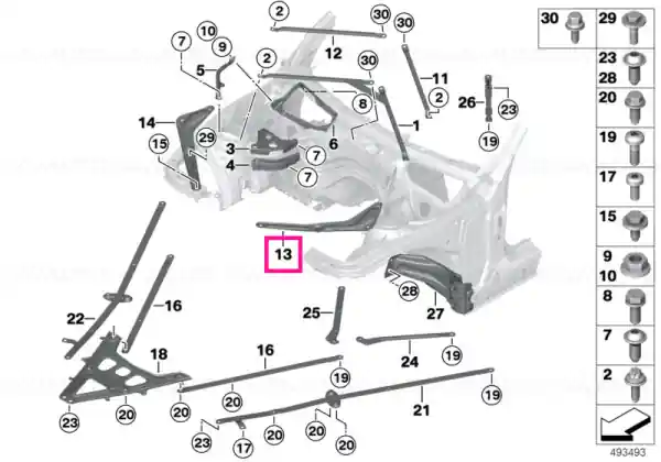 Front-end brace, left - BMW Chilipir
