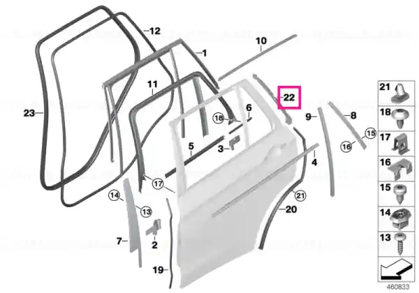 Insert fereastră ușă dreapta - BMW Popular