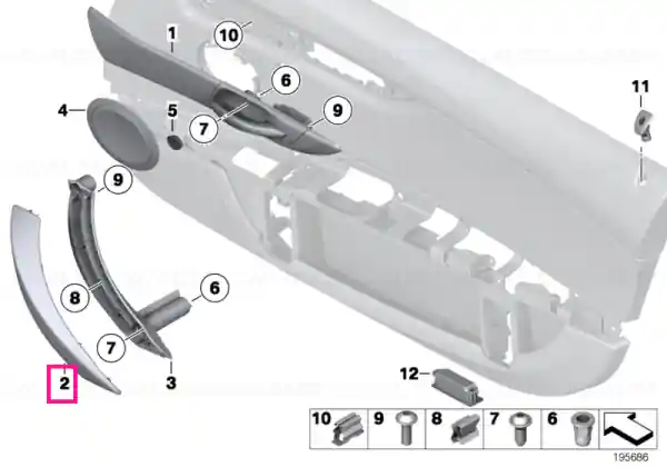 Capac mâner interior piele dreapta ELFENBEINWEISS - BMW Nu rata