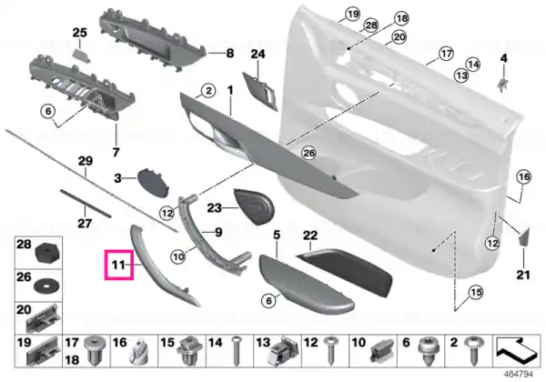 Reducere specială Capac mâner interior piele ELFENBEINWEISS - BMW